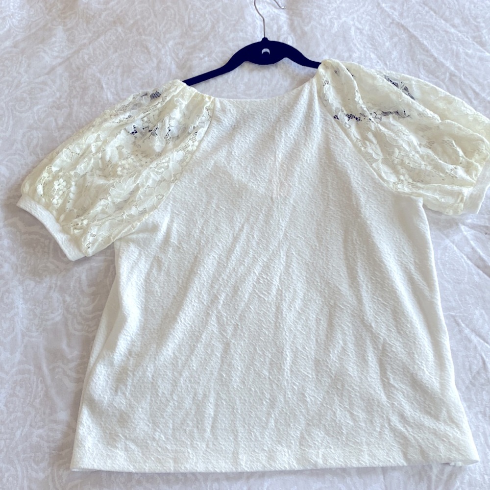 anthropologie sunday in brooklyn lace white blouse M NWT - Picture 6 of 10